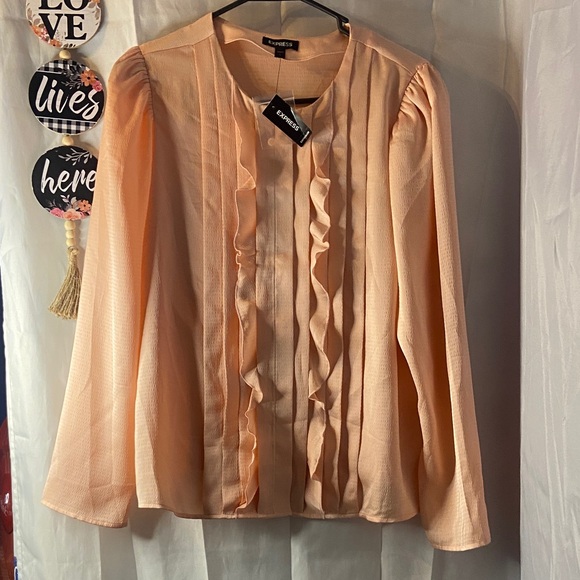Express Peach Ruffle Blouse - Picture 1 of 6